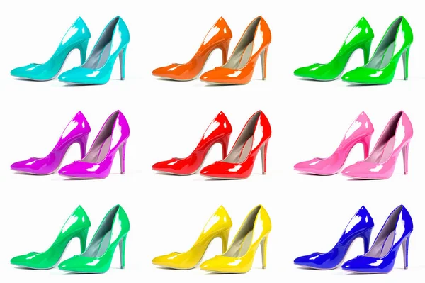 Farbenfrohe Schuhkollektion — Stockfoto
