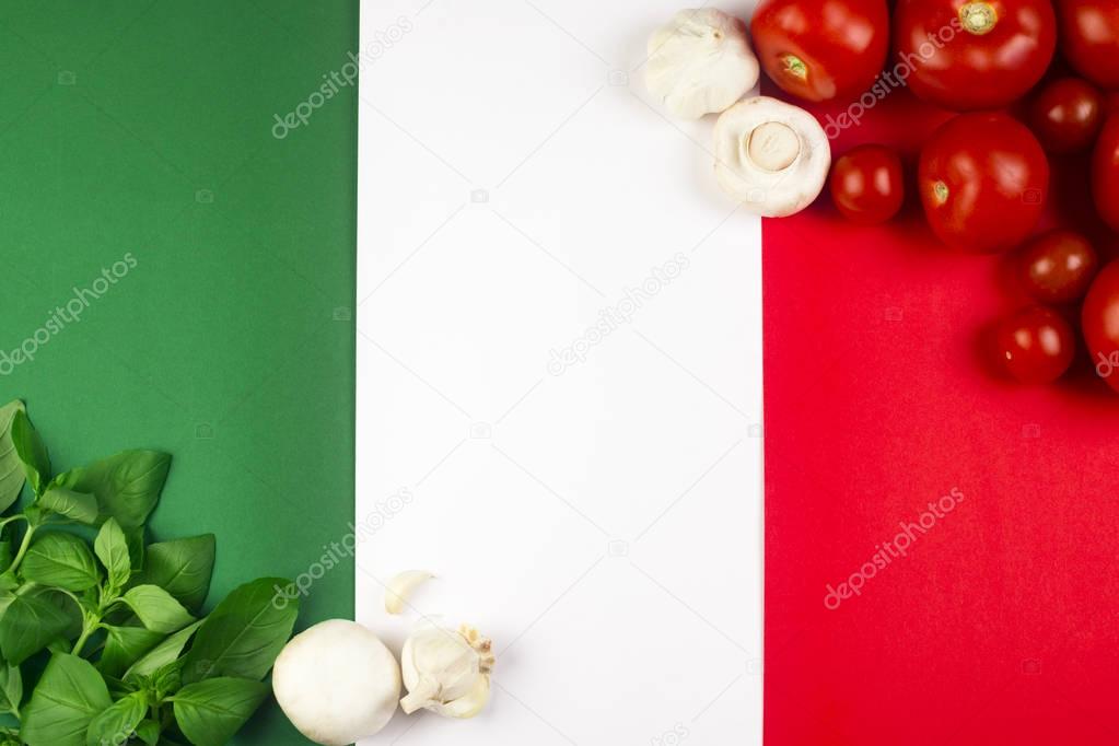 Italian flag with food