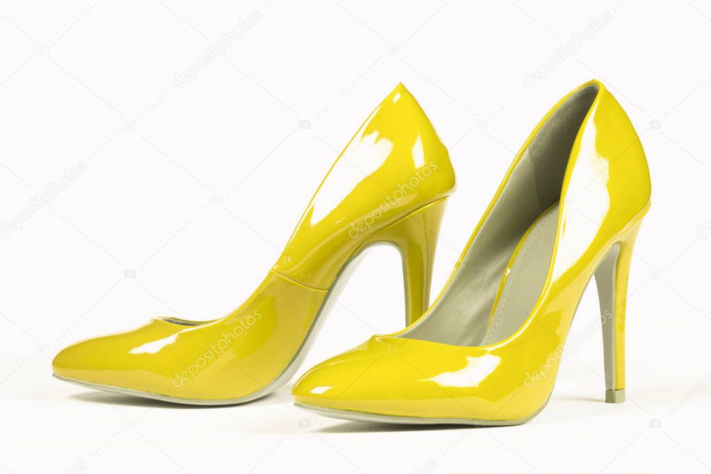 shiny yellow shoes