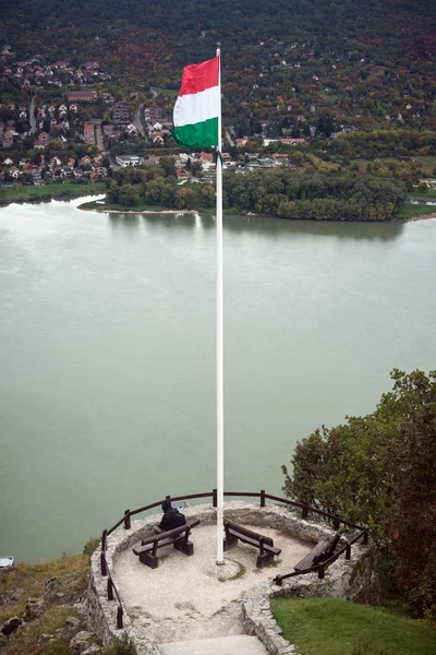 Hungarian flag in Visegrad town — Stock Photo, Image