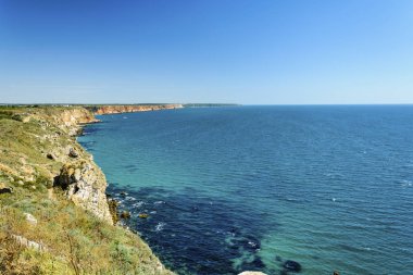 Cliff ve Karadeniz panoramik görünüm formu Kaliakra