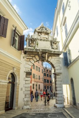 Rovinj, Hırvatistan, 27 Eylül 2017: Ünlü e turist ziyaret