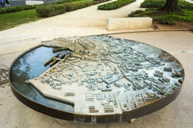 Pula, Hırvatistan, 27 Eylül 2017: Çeşme minyatür planı ile 
