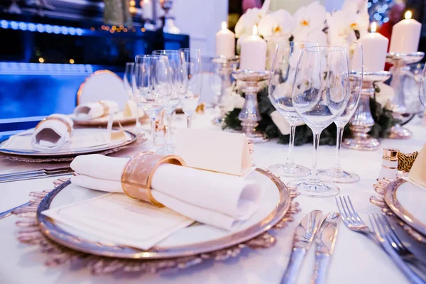 Empty Glasses Restaurant Table Setting Celebration — Stock Photo, Image