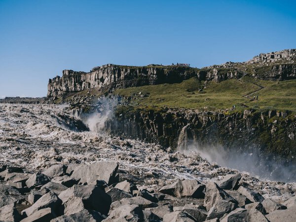 majestic scenery with Dettifoss waterfall in Iceland