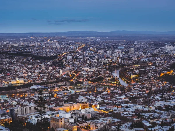 Letecký Pohled Město Gruzii Obloha Při Západu Slunce — Stock fotografie