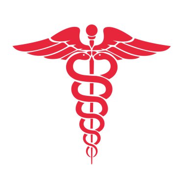 Beyaz izole caduceus tıbbi simge vektör simgesi