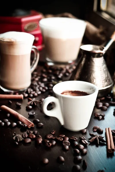 Close Photo White Cups Coffee Table — Stock Photo, Image