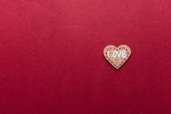 Ημέρα Του Αγίου Βαλεντίνου Κάρτα Διακοσμητικά Χειροποίητα Καρδιά Κόκκινο Φόντο — Φωτογραφία Αρχείου