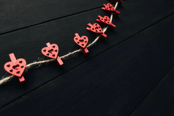 Rote Clips Mit Herzen Hintergrund Zum Valentinstag — Stockfoto