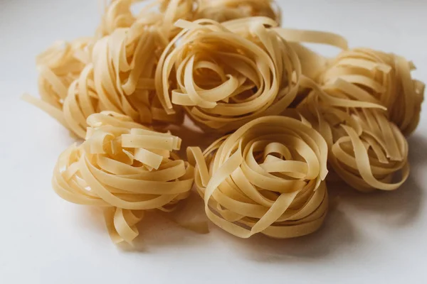Pile Uncooked Noodles White Background — Stock Photo, Image