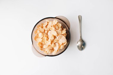 lezzetli çıtır Mısır gevreği kase, sağlıklı kahvaltı