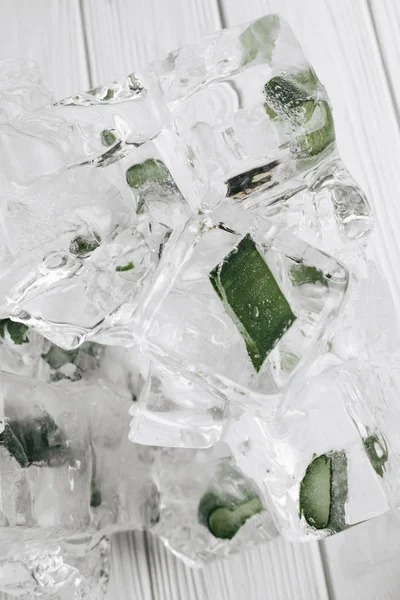 Cubos Gelo Com Aloés Congelados Interior Close — Fotografia de Stock