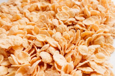 lezzetli çıtır Mısır gevreği, gıda arka plan, sağlıklı kahvaltı yığını