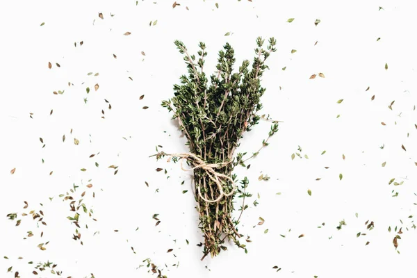 Beyaz arka plan üzerinde izole yeşil aromatik otlar demet