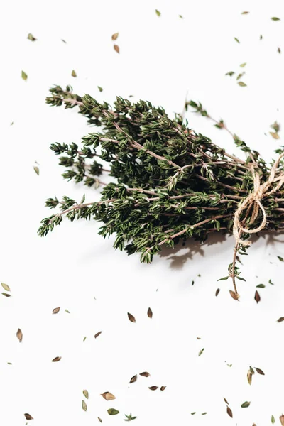 Beyaz arka plan üzerinde izole yeşil aromatik otlar demet