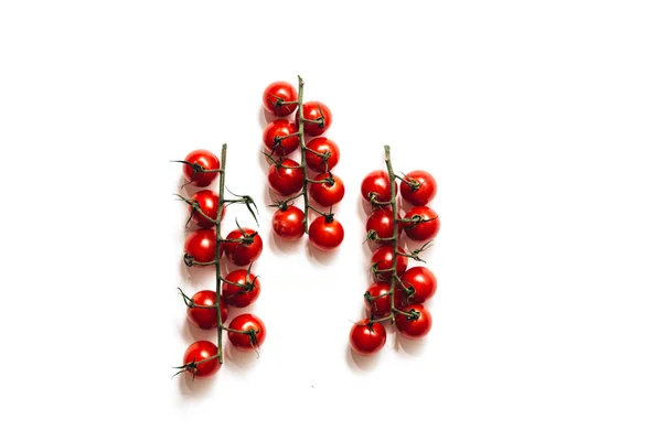 Branches Raw Ripe Cherry Tomatoes Isolated White Background — Stock Photo, Image