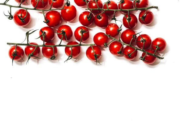 Branches Raw Ripe Cherry Tomatoes Isolated White Background — Stock Photo, Image