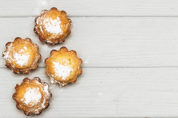 Deliciosos Pastelitos Dulces Mesa Madera Blanca Postre Casero — Foto de Stock