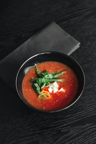 Delicious tomato soup with parsley and pepper — Stock Image Delicious Tomato Soup Parsley Pepper Royalty Free Stock Images