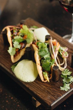 sebze ve maydanoz, Meksika mutfağı ile lezzetli tacos 