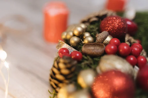 Christmas Red Wreath Holidays Mood — Stock Photo, Image