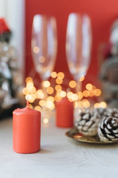 Beautiful Composition Christmas Decorations Table — Stock Photo, Image