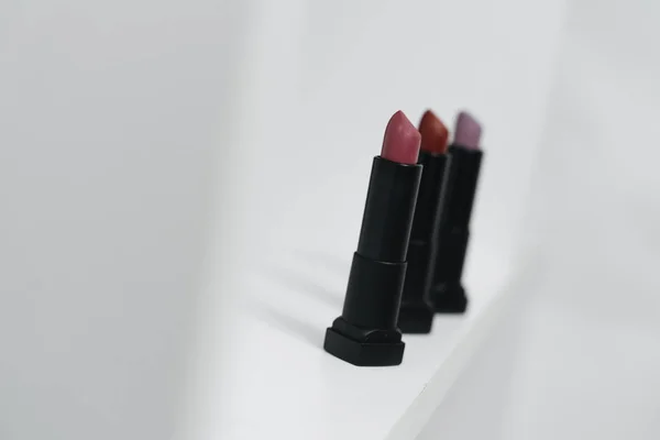 Colección Lápices Labiales Sobre Fondo Blanco —  Fotos de Stock