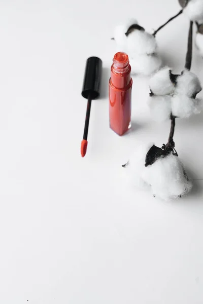 Red Lipstick White Background — Stock Photo, Image