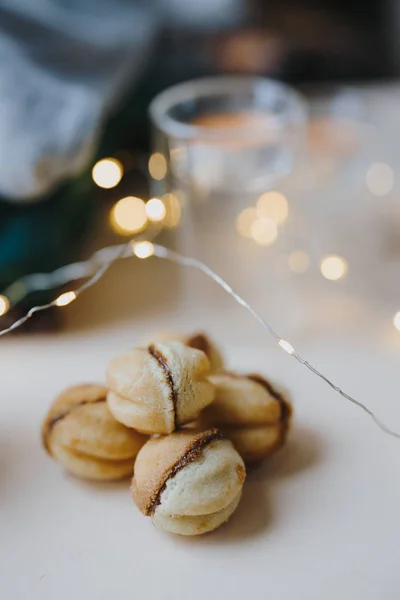 Waffel Nüsse Kekse Mit Süßer Füllung — Stockfoto
