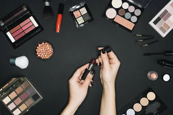 Maquillador Profesional Cosméticos Maquillaje Productos Cosméticos — Foto de Stock