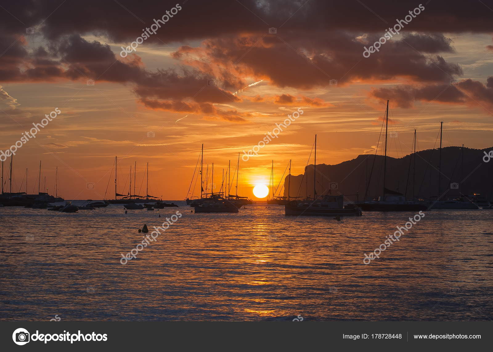 Coucher Soleil Sur Plage Santa Ponsa Playa Majorque Espagne