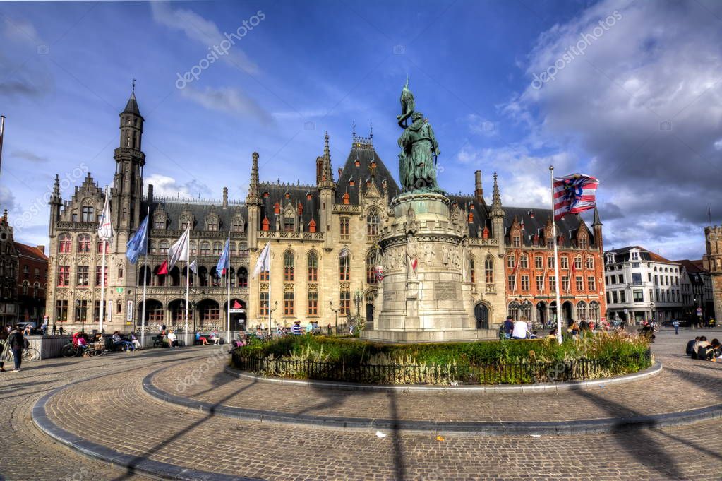 Market Square Grote Markt Bruges Belgium — Stock Photo ...