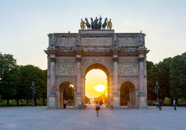 Carousel Arch of Triumph at sunset, Paris, France