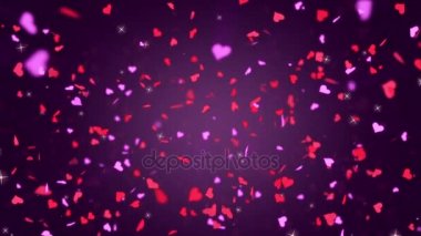 Sevgililer günü kalpleri düşüyor. Arka plan Looped video.