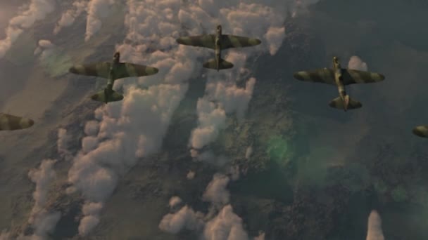 Fighter jets of the second world war IL-2 flying wedge — Stock Video