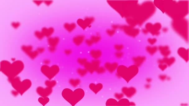 Corazones de San Valentín volando. Vídeo de fondo Looped. Rosa BG — Vídeos de Stock