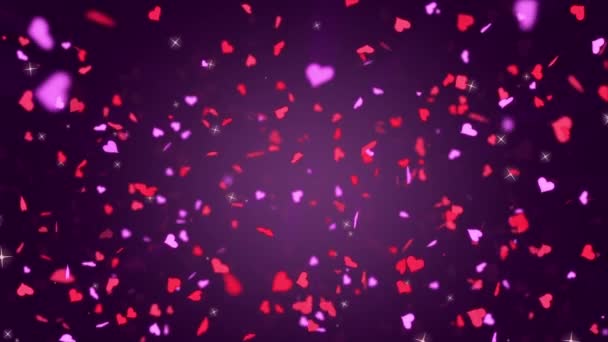 Valentines Day Hearts Falling. Background Looped video. — Stock Video