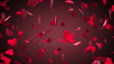 Arka plan ile 3D uçan Sevgililer Kalpler