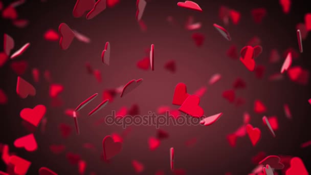 Valentines Coeurs volant 3D avec fond — Video