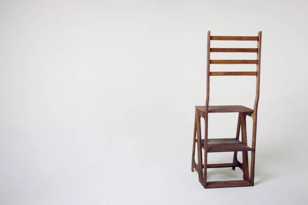 Unusual Wooden Chair White Background — Stock Photo, Image