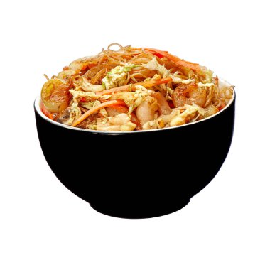 Pirinç spagetti karides ile