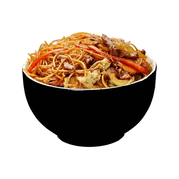 Espaguetis de arroz con carne de res —  Fotos de Stock