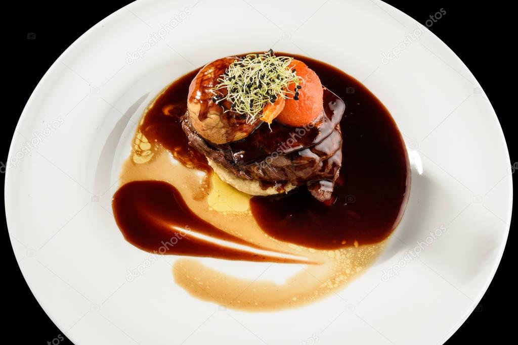 Tournedos Rossini. steak with foie gras. french steak dish with foie gras 