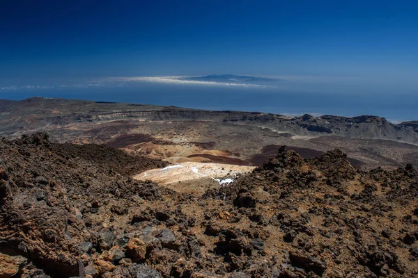 Desert Lonely Road Landscape in Volcan Teide National Park, Tenerife, Kanári-sziget, Spanyolország — Stock Fotó