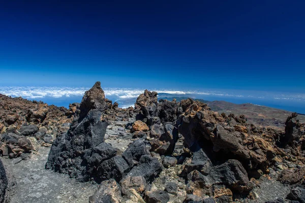 Desert Lonely Road Landskap i Volcan Teide National Park, Teneriffa, Kanarieöarna, Spanien — Stockfoto