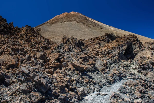 Desert Lonely Road Landscape in Volcan Teide National Park, Tenerife, Kanári-sziget, Spanyolország — Stock Fotó