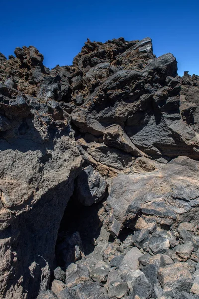 Woestijn Eenzame Weg Landschap in Volcan Teide National Park, Tenerife, Canarische Eilanden, Spanje — Stockfoto