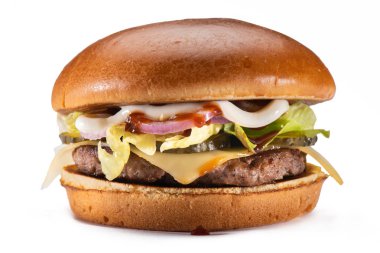 Beyaz arka plan üzerinde izole delecious hamburger