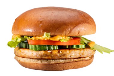 Beyaz arka plan üzerinde izole delecious hamburger